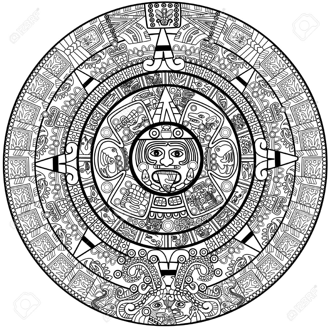 Aztec Calendar Drawing Free download on ClipArtMag