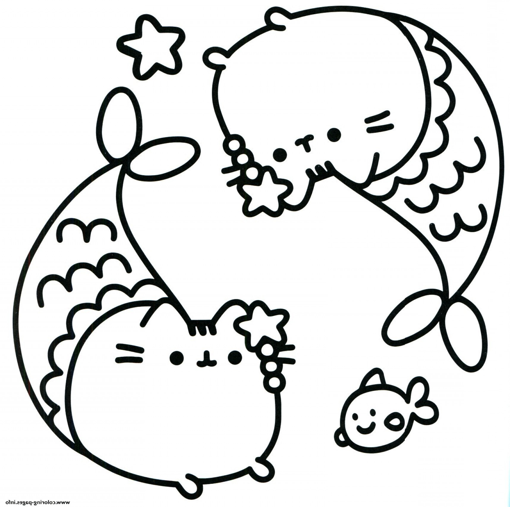 Mermaid Cute Pusheen Coloring Pages - pic-nugget
