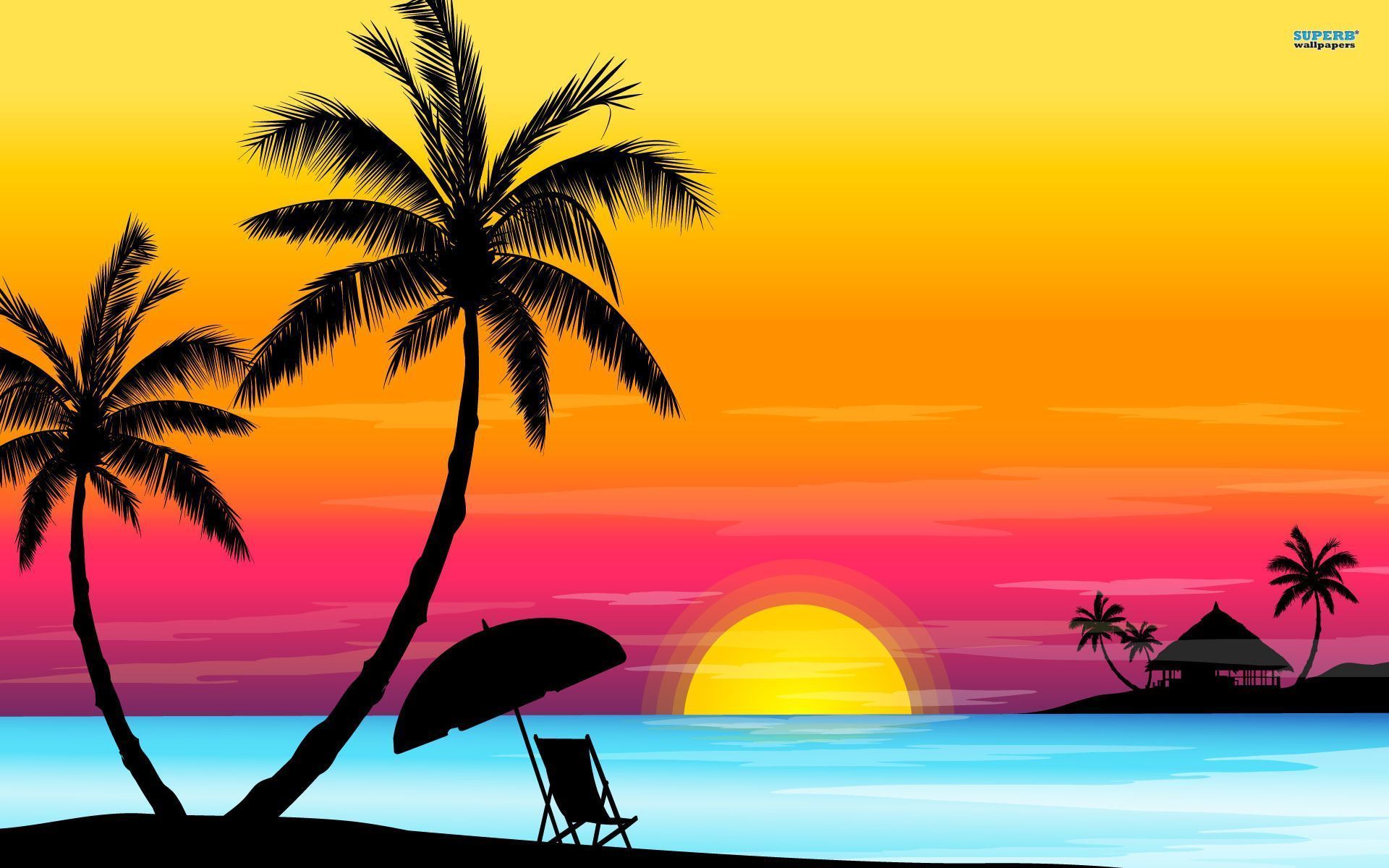 Beach Sunset Drawing Free Download On Clipartmag