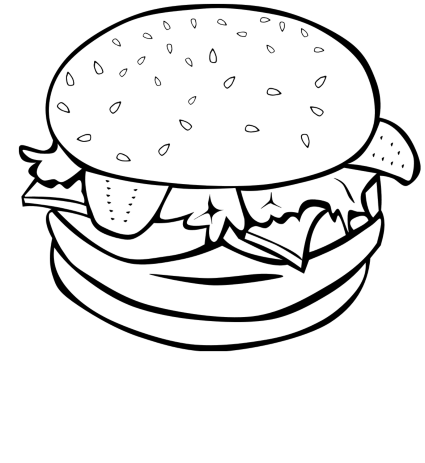 Cartoon Sketch Burger Drawing for Kids