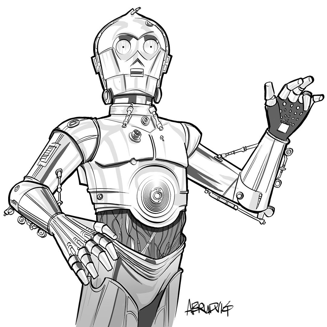 C3po Drawing | Free download on ClipArtMag