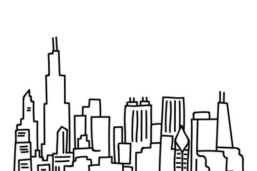 Chicago Skyline Outline Drawing | Free download on ClipArtMag