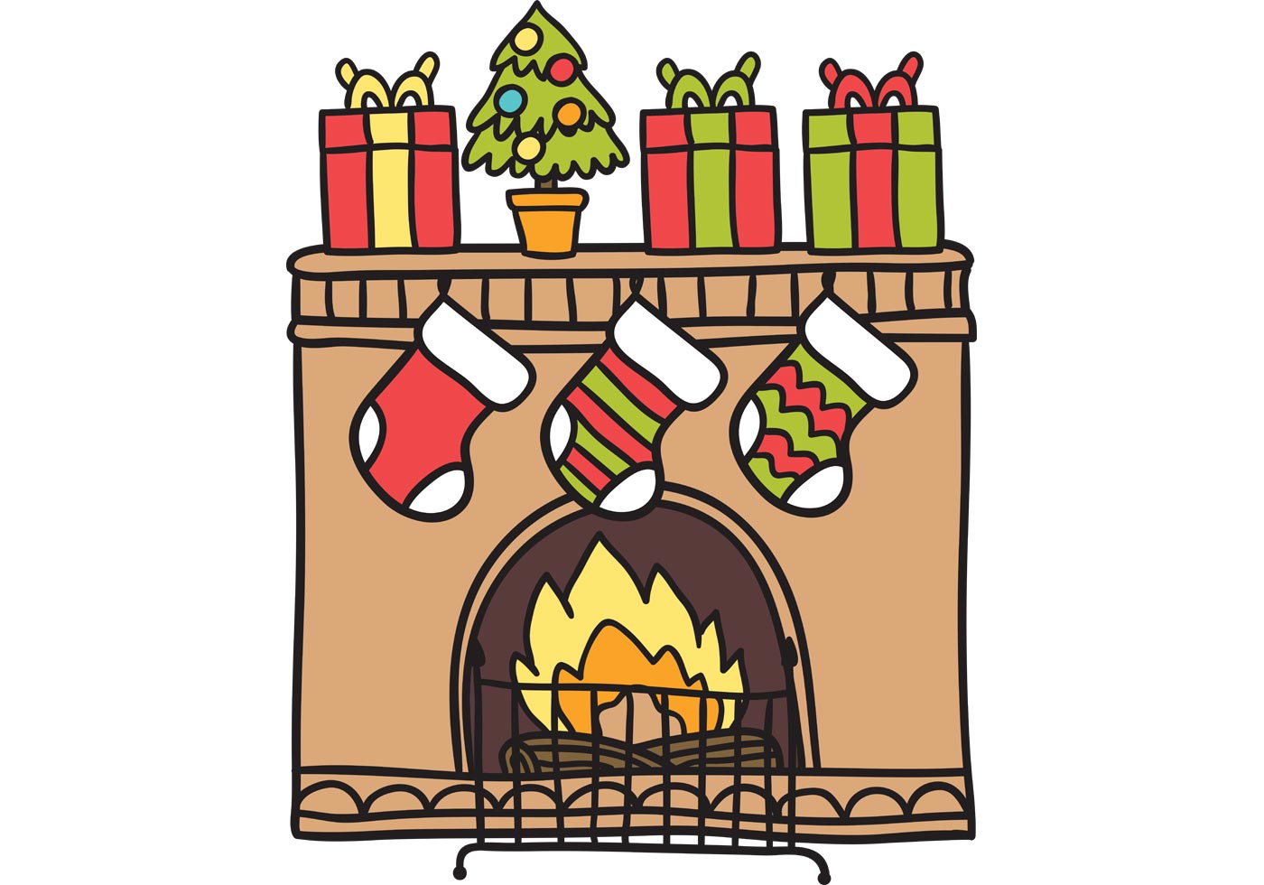 Christmas Fireplace Drawing Free download on ClipArtMag