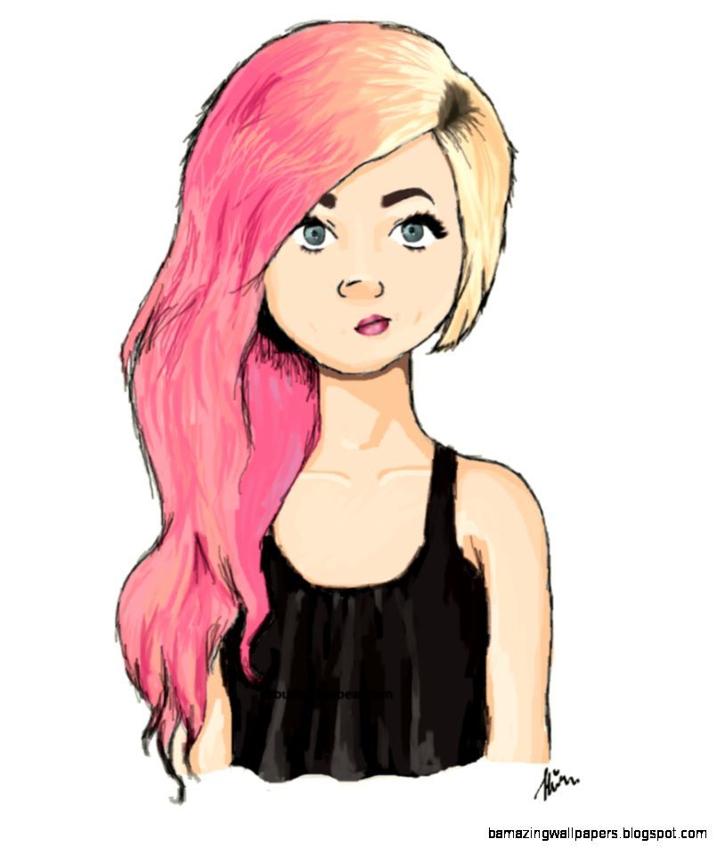 Colorful Hair Drawing Tumblr Free Download On Clipartmag