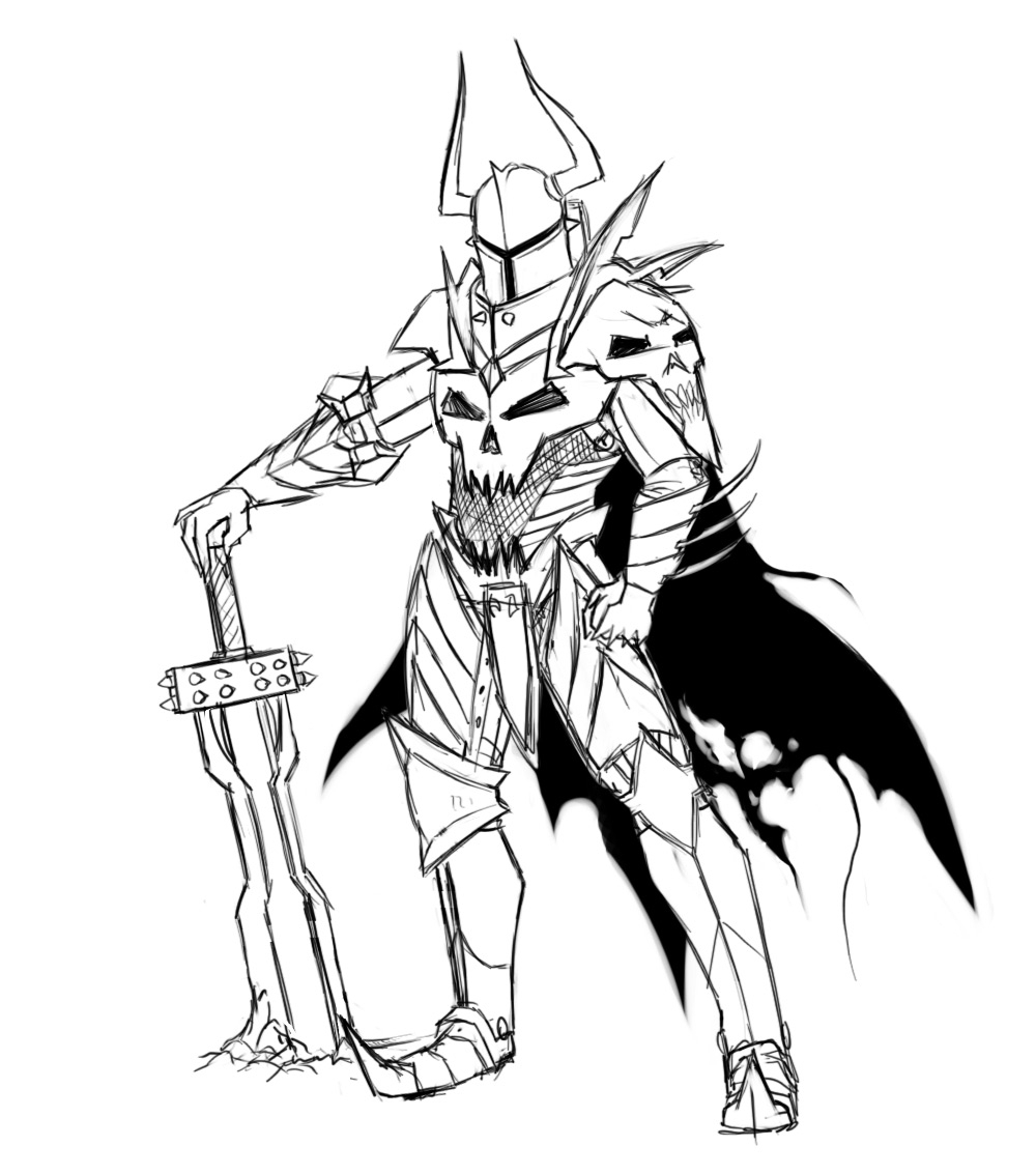 Simple Sketch Knight Drawing with Realistic