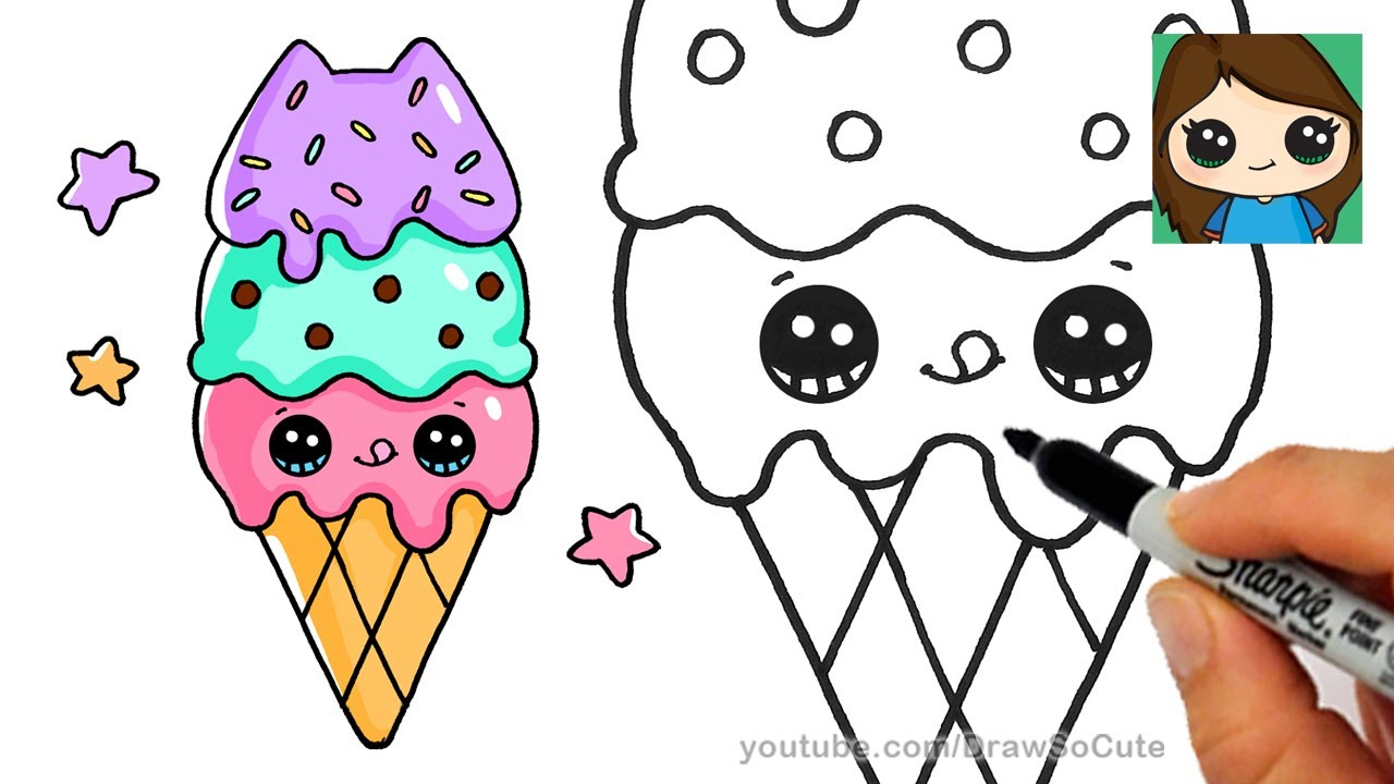 Cute Ice Cream Cone Drawing | Free download on ClipArtMag