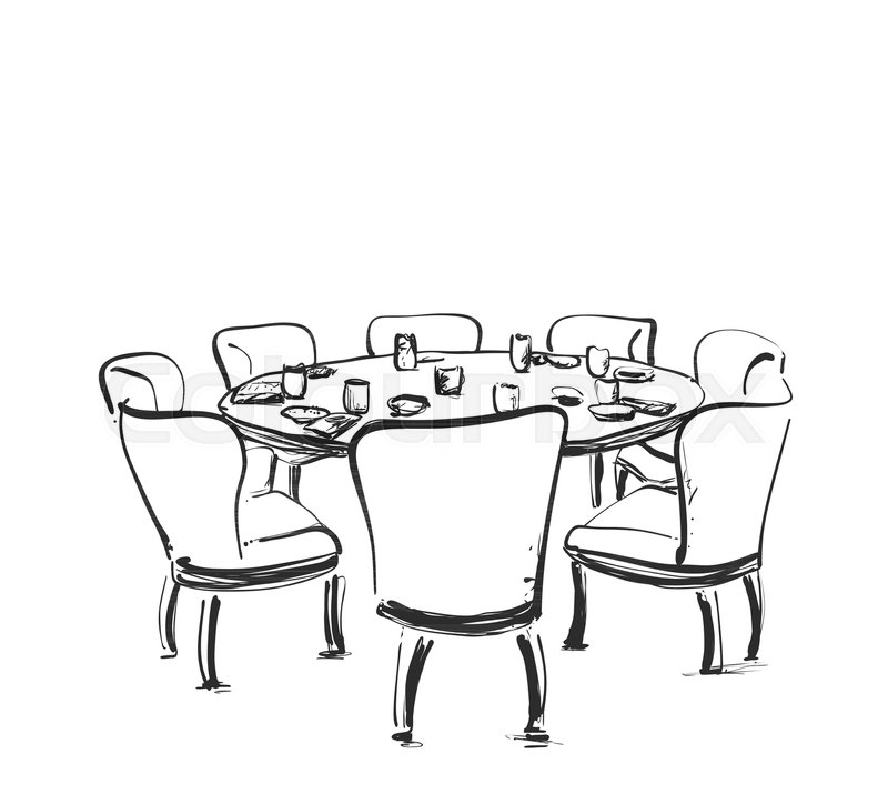 Best Dining Table Sketch Drawing with Realistic
