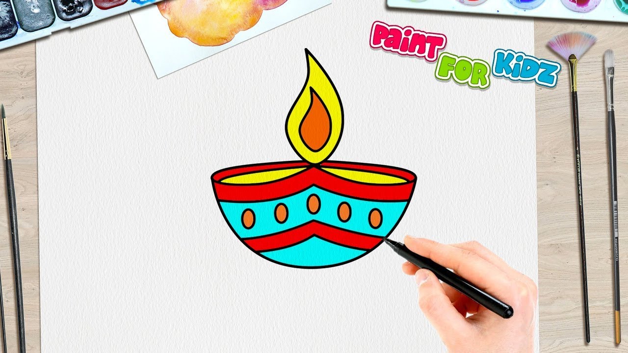 Diwali Diya Drawing Free download on ClipArtMag