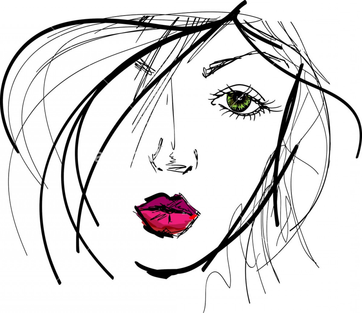 Female Face Drawing Outline Free download on ClipArtMag