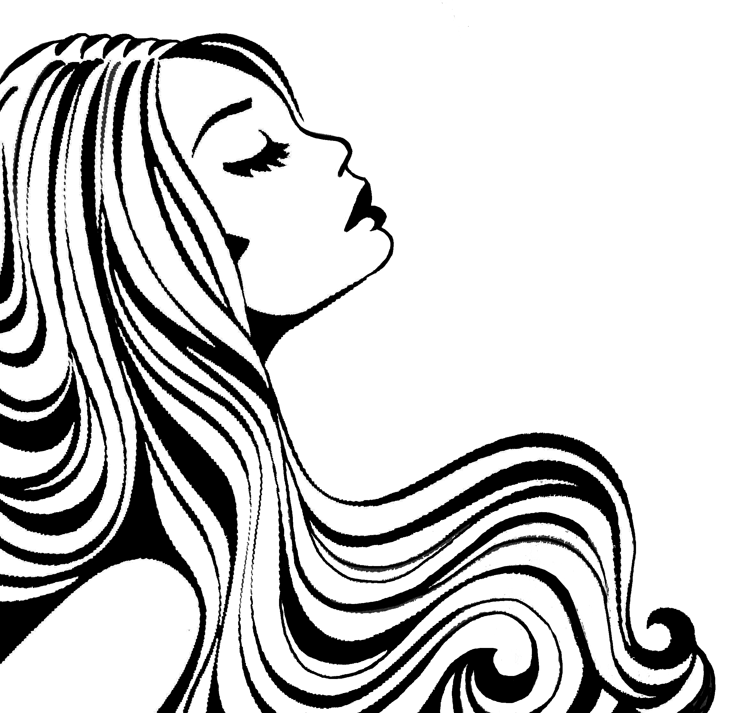 Female Hair Drawing Free download on ClipArtMag