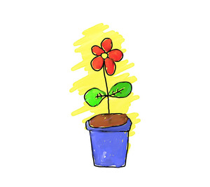 Simple Colour Flower Pot Drawing - Juliettsq