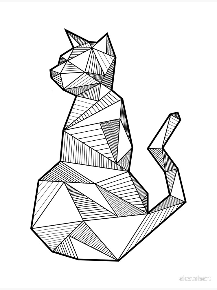 Geometric Cat Drawing Free download on ClipArtMag