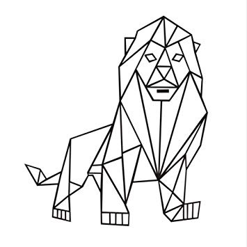 lion drawing geometric