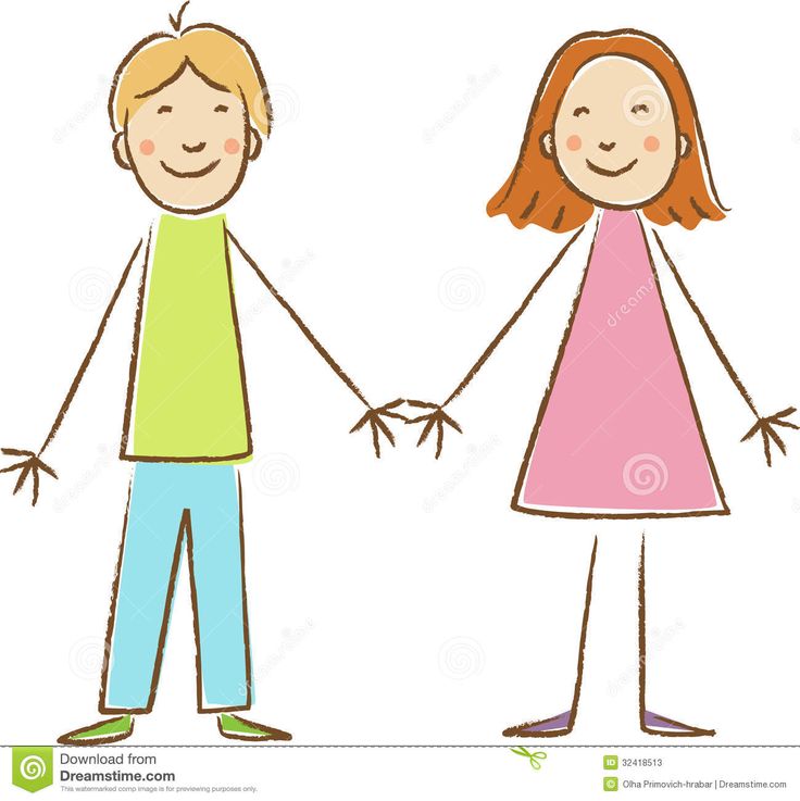 how to draw cartoon boy and girl holding hands