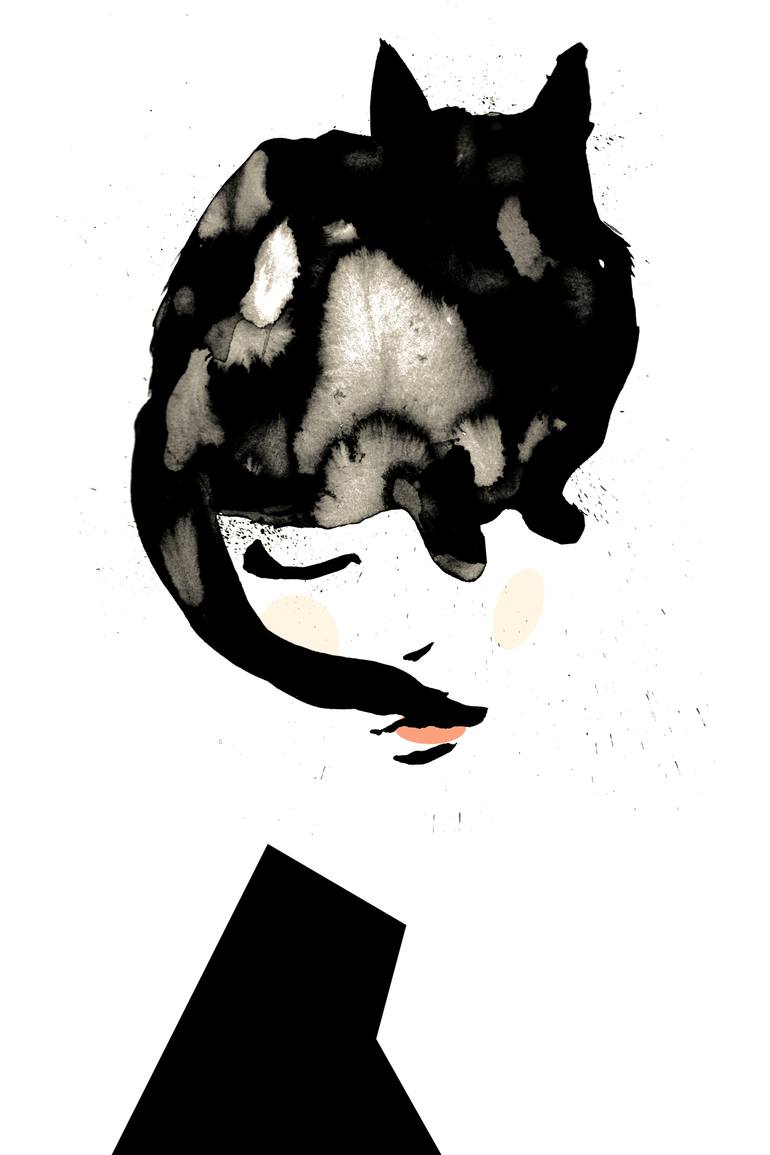 Girl With Cat Drawing | Free download on ClipArtMag