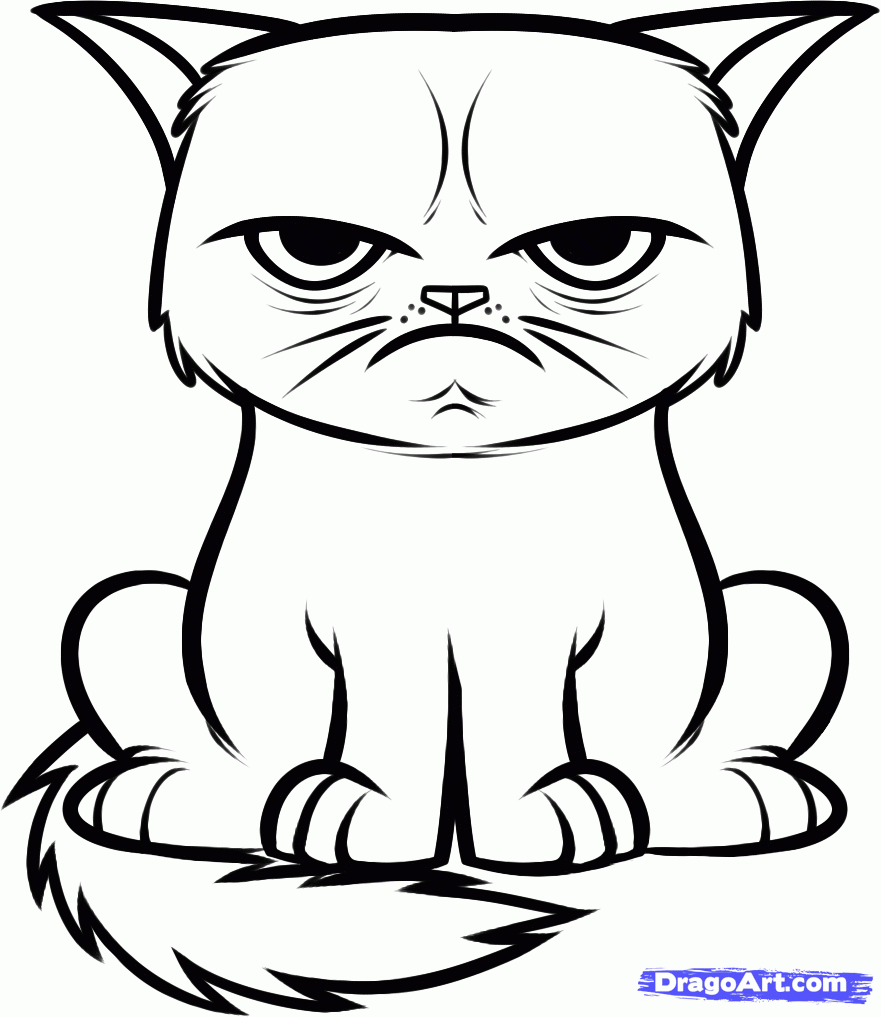 Grumpy Cat Cartoon Drawing | Free download on ClipArtMag