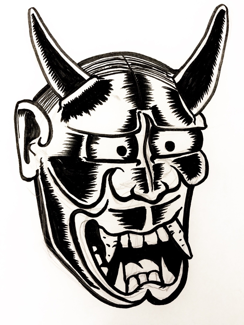 Hannya Mask Drawing Free download on ClipArtMag