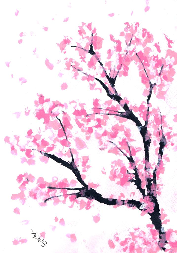 Cherry Blossom Tree Drawing Step By Step / STEP by STEP acrylic