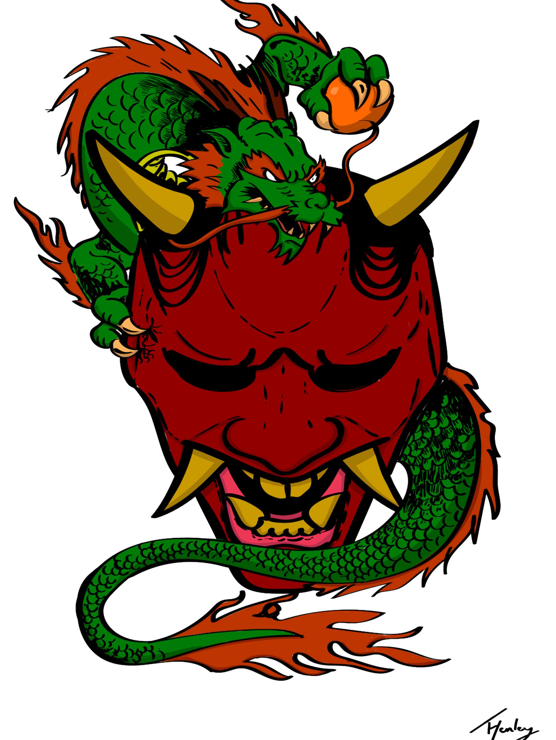 Japanese Oni Mask Drawing | Free download on ClipArtMag