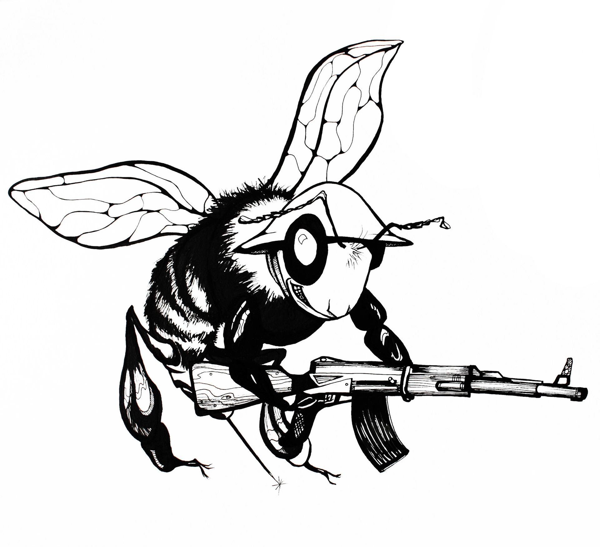 Killer Bee Drawing Free download on ClipArtMag