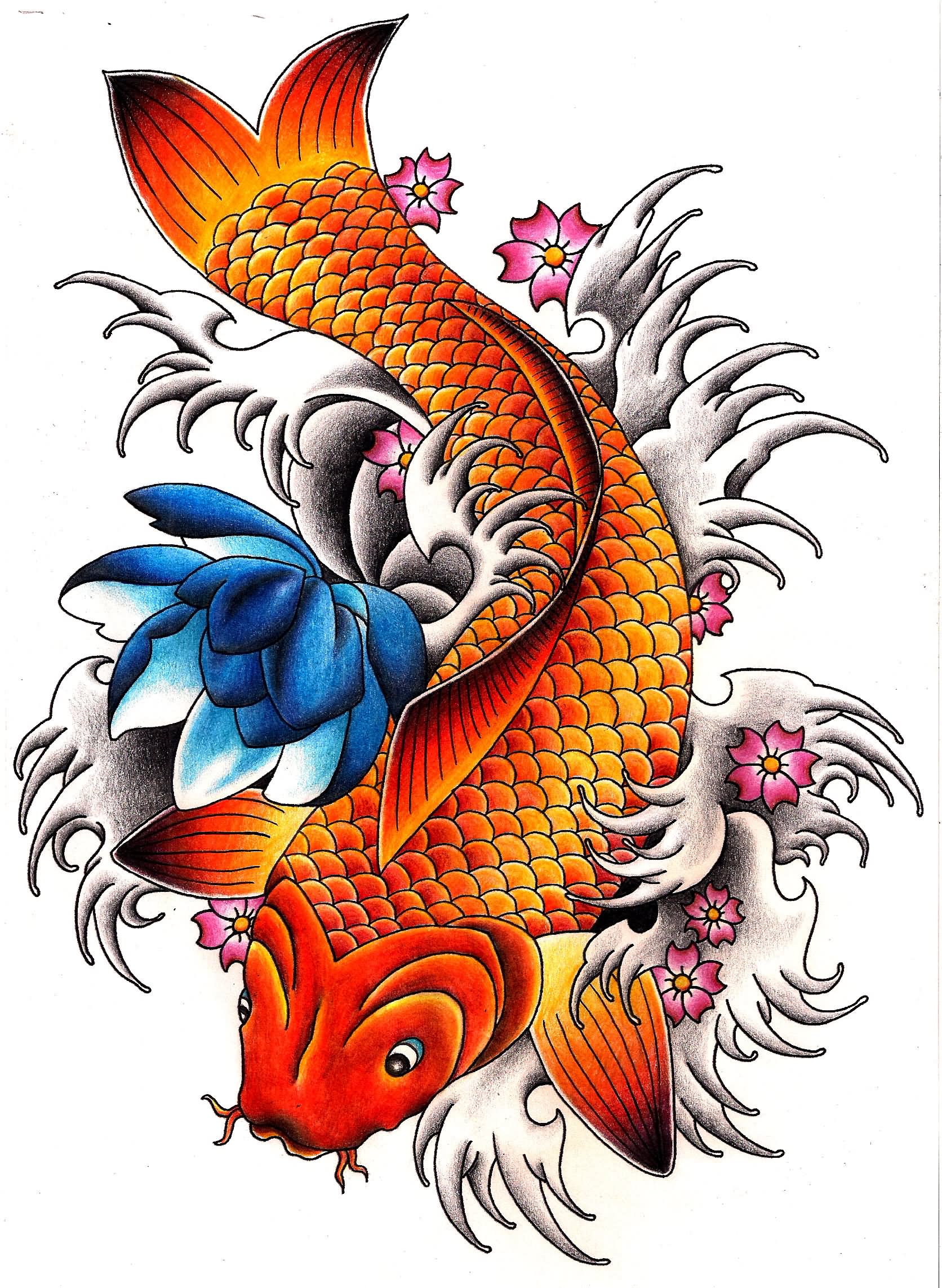 Koi Fish Tattoo Outline