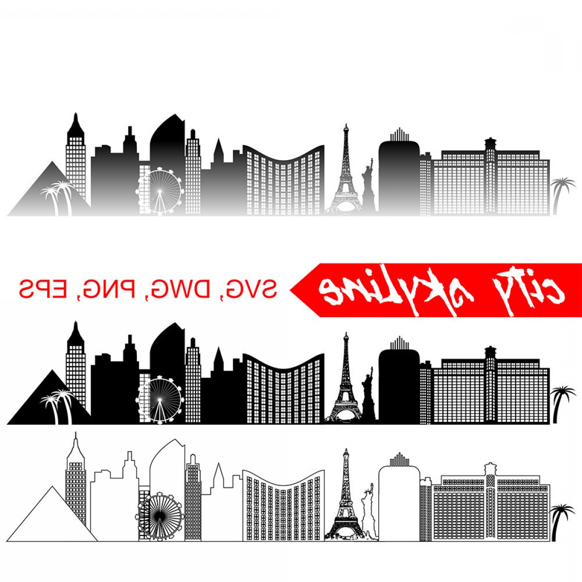 Las Vegas Skyline Drawing | Free download on ClipArtMag