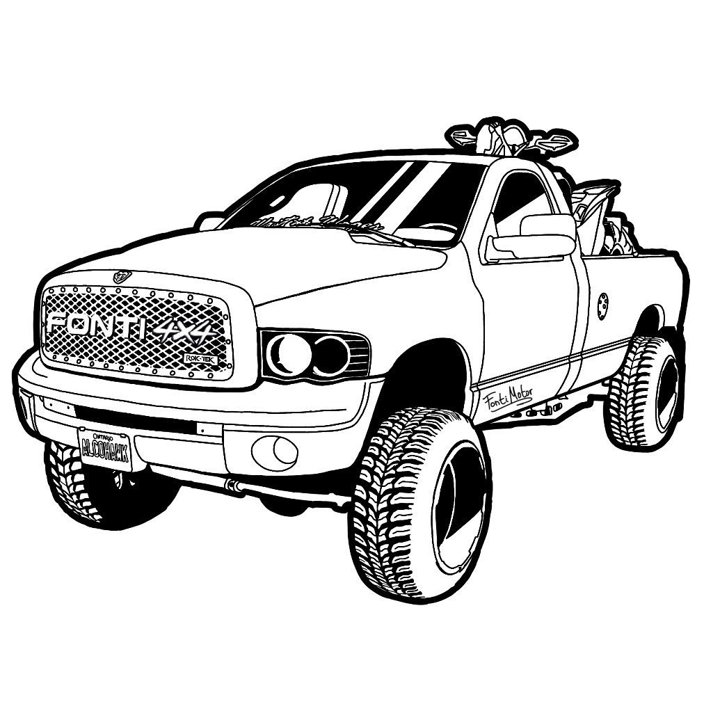 Lifted Dodge Cummins Truck Page Coloring Pages
