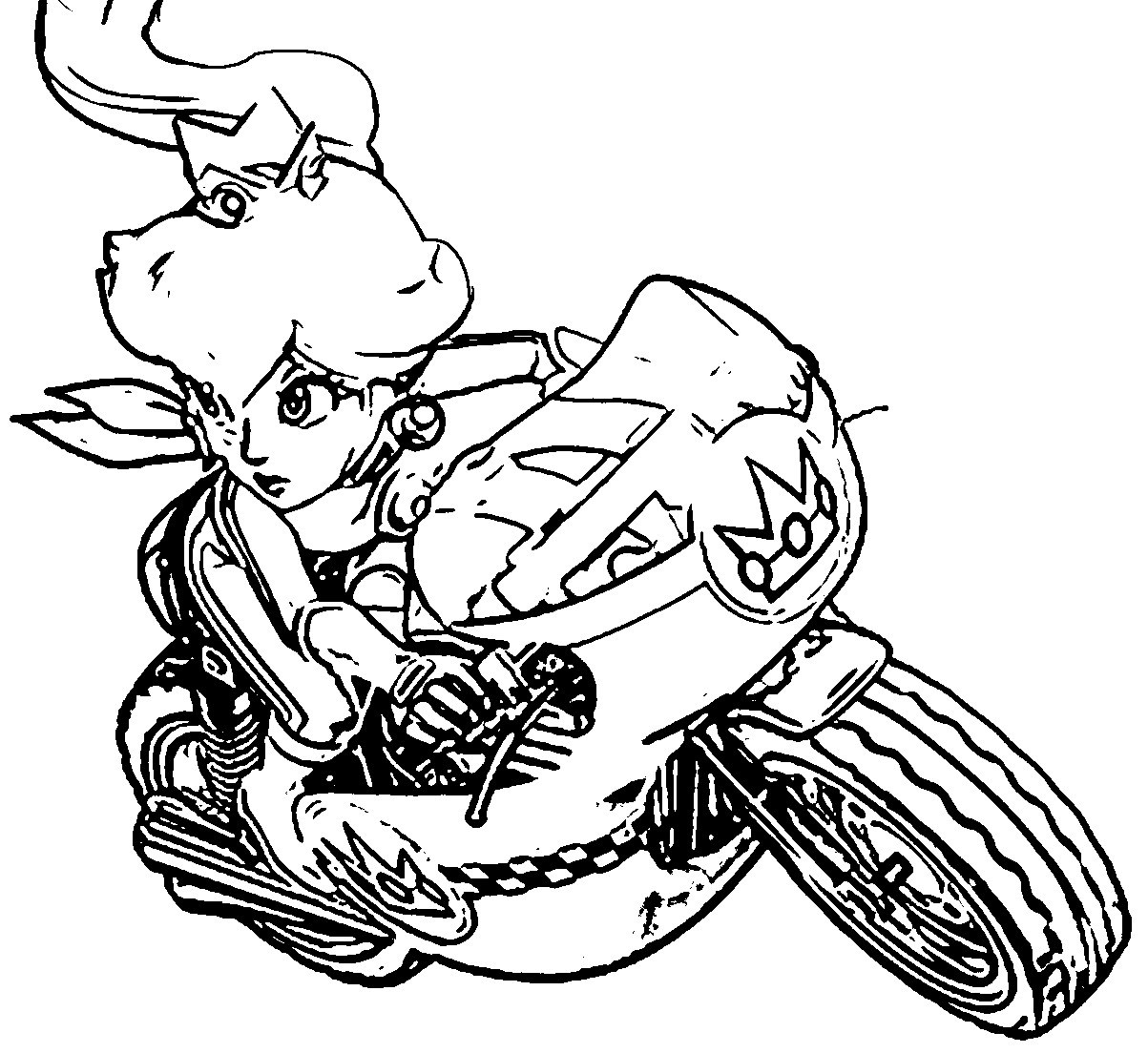 New Mario Kart Peach Coloring Pages 