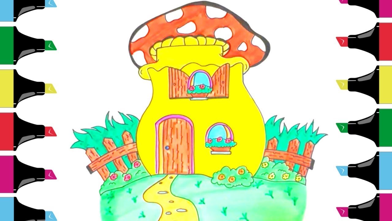 Mushroom House Drawing | Free download on ClipArtMag