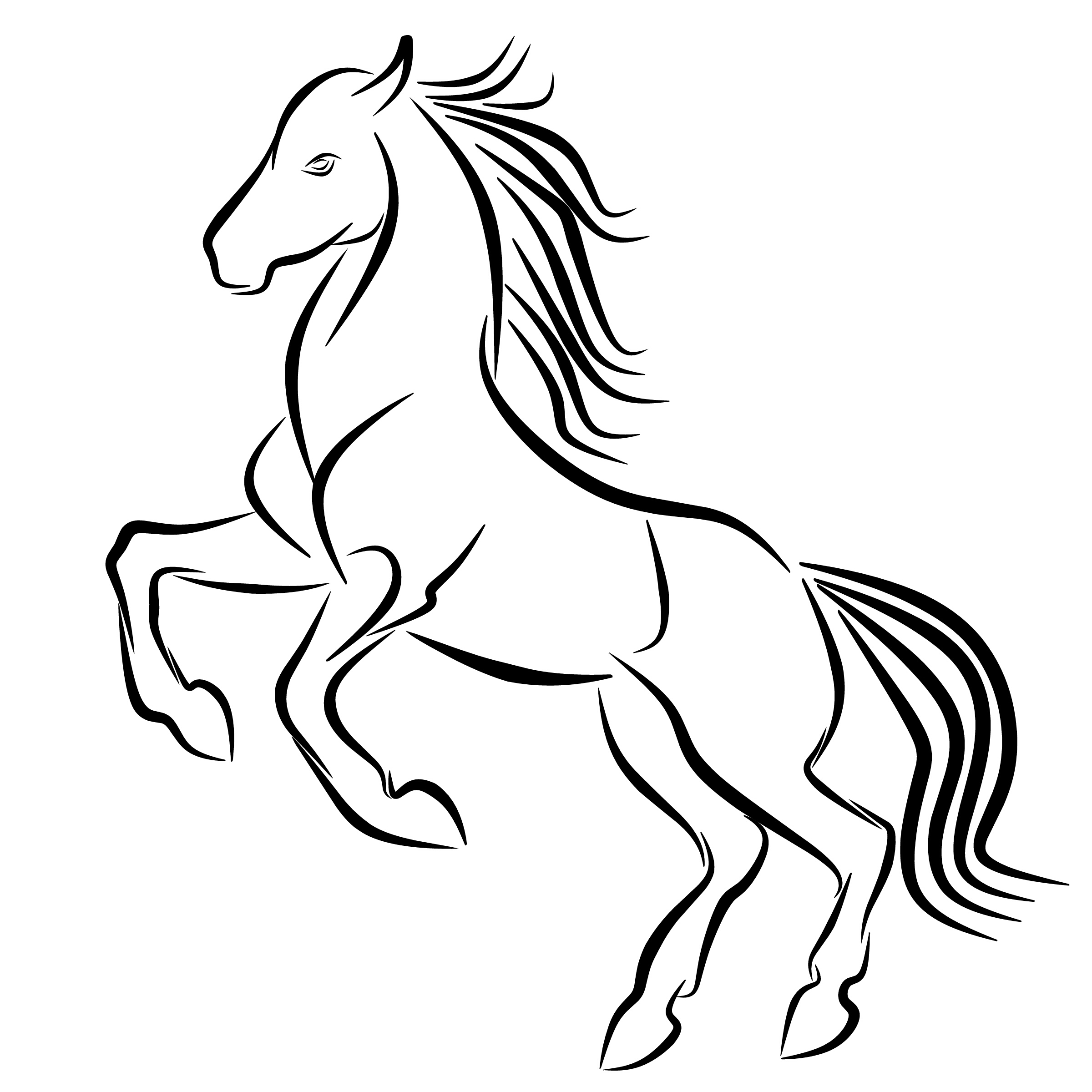 How To Draw A Mustang Horse Simple Horse Drawing Bilscreen This