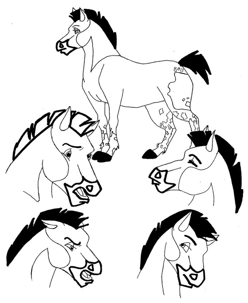 How To Draw A Mustang Horse - Mustang Stallion - FREE LINEART by