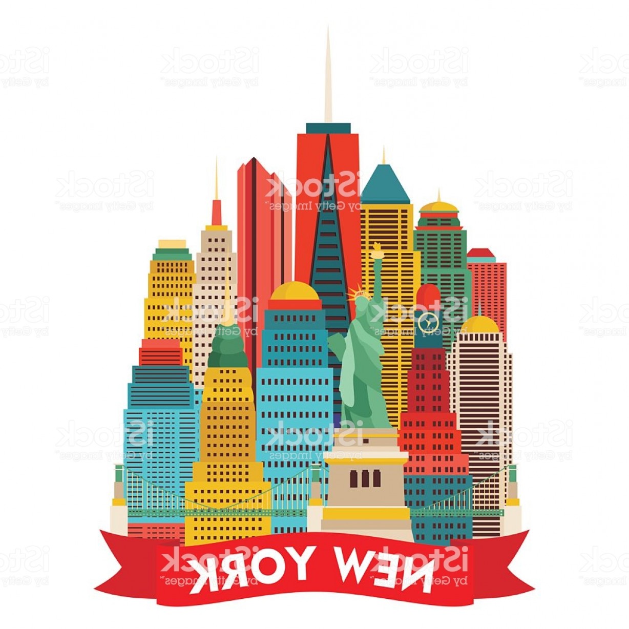 New York Skyline Drawing Color Free download on ClipArtMag