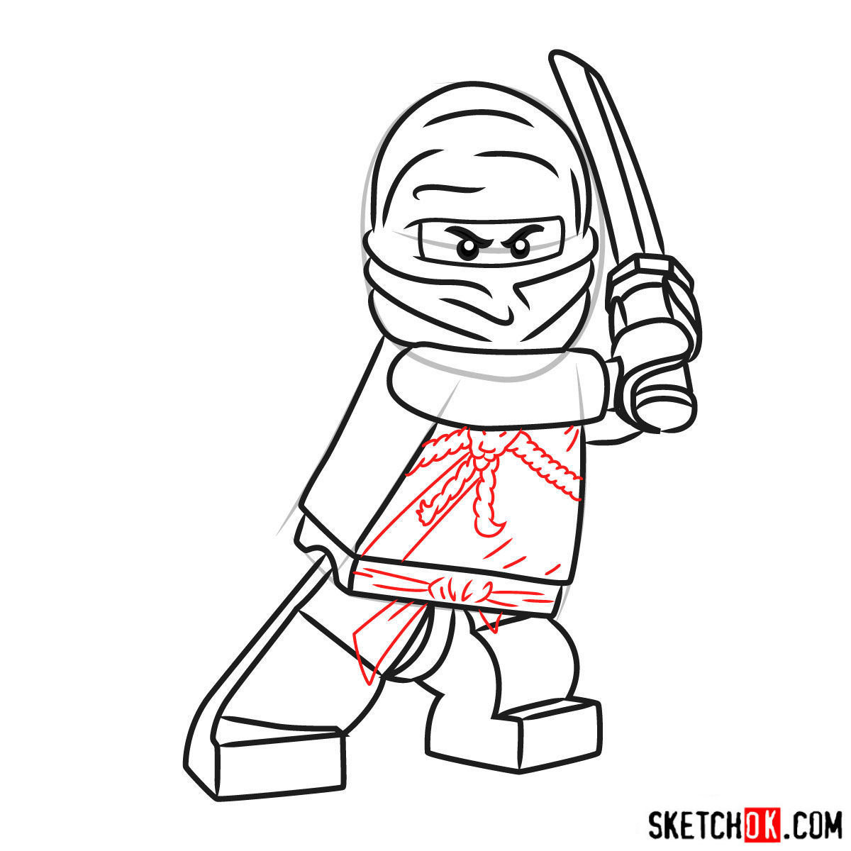 how to draw lego ninja