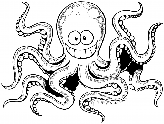 Octopus Line Drawing | Free download on ClipArtMag