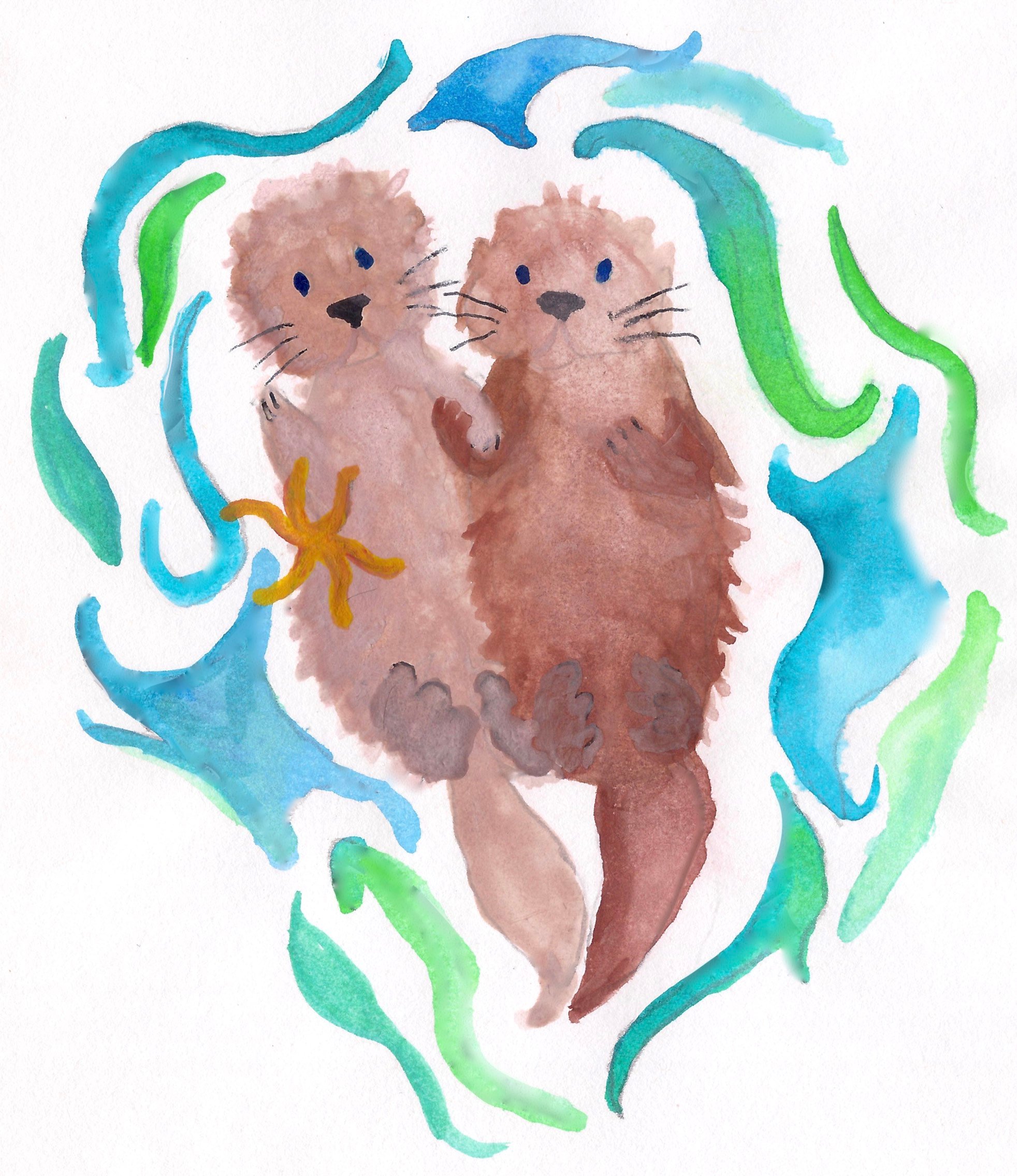 Otters Holding Hands Drawing Free download on ClipArtMag