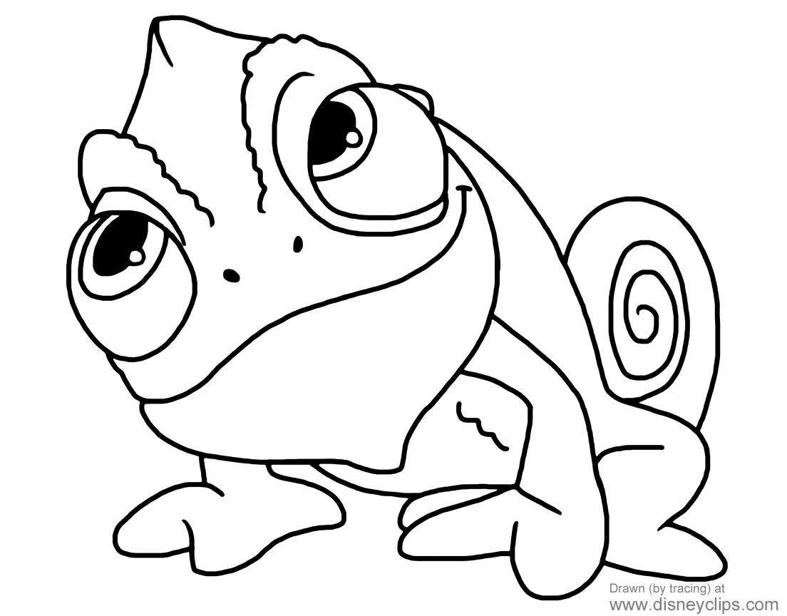 pascal the chameleon coloring page free tangled sketch