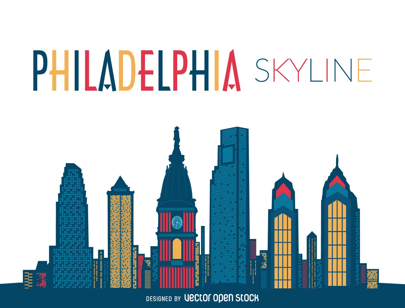Philadelphia Skyline Drawing Free download on ClipArtMag