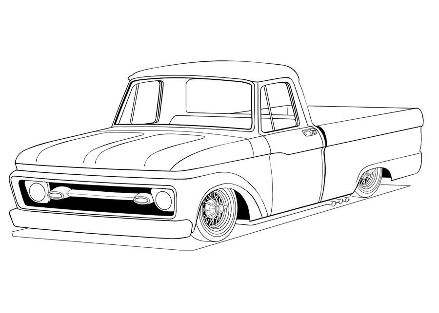 Pickup Truck Outline Drawing Free download on ClipArtMag