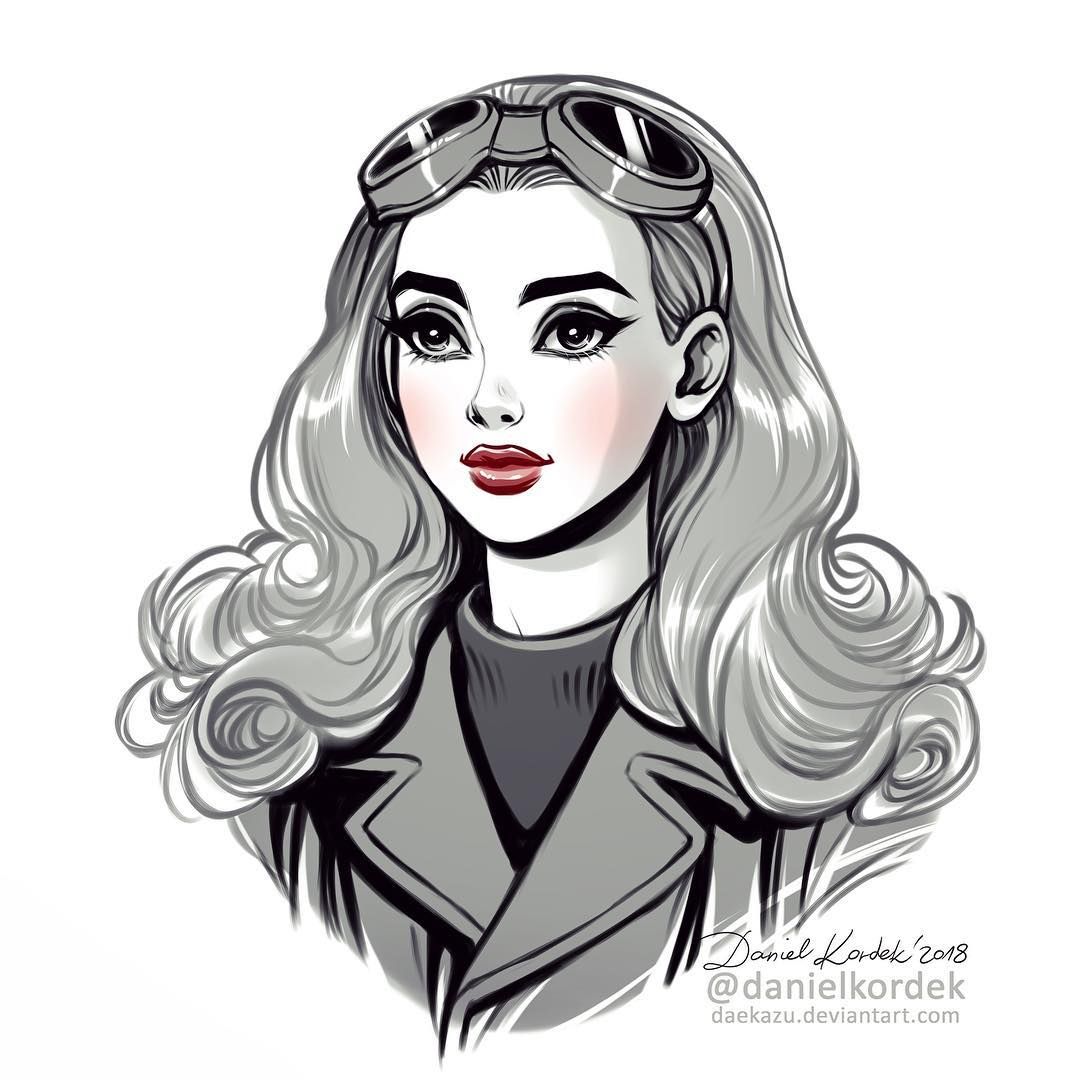 Pin Up Girl Face Drawing Free download on ClipArtMag