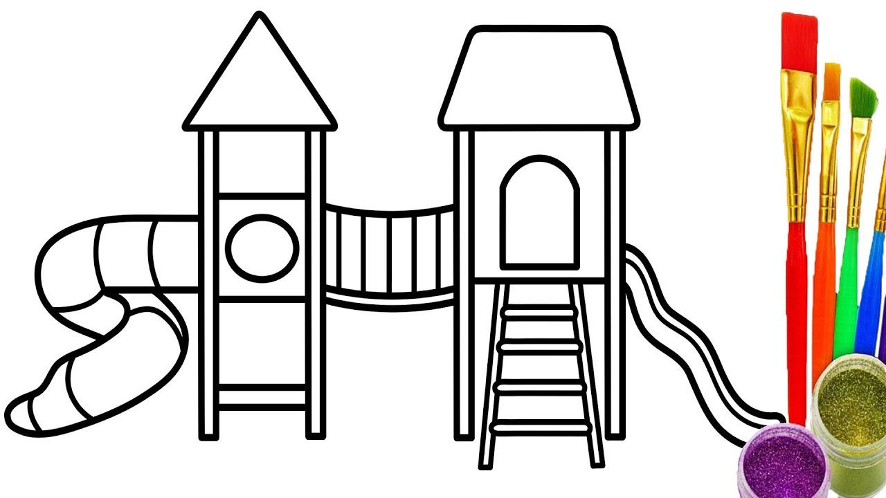 Unique Drawings Of Park With Playground Sketches for Kindergarten