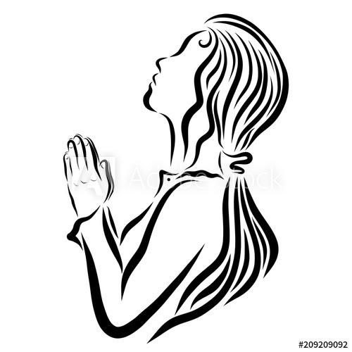 Praying Woman Drawing | Free download on ClipArtMag