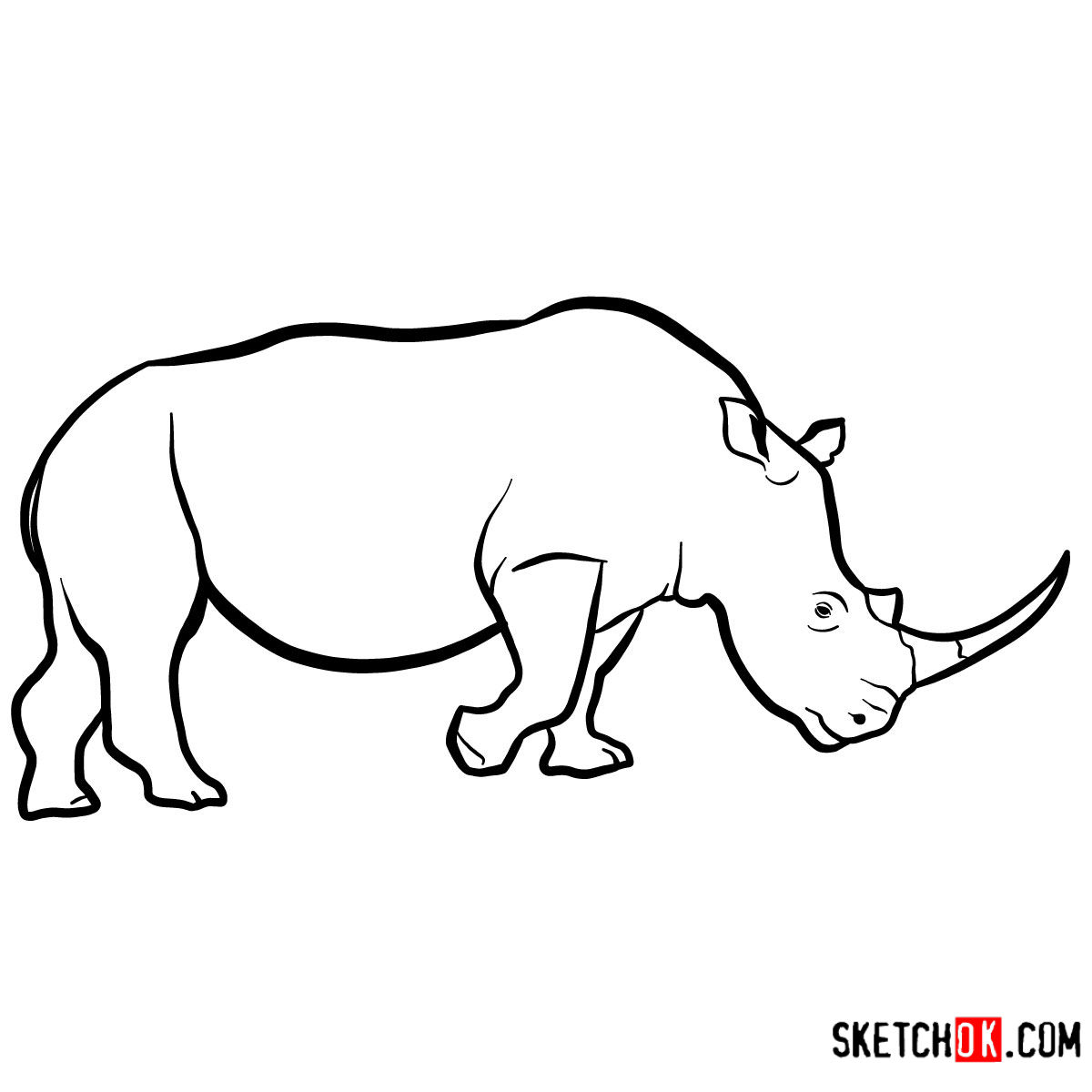 Rhinoceros Line Drawing Free download on ClipArtMag