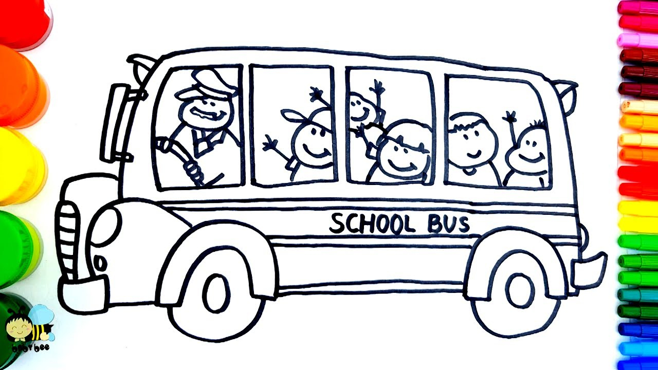 School Bus Line Drawing | Free download on ClipArtMag