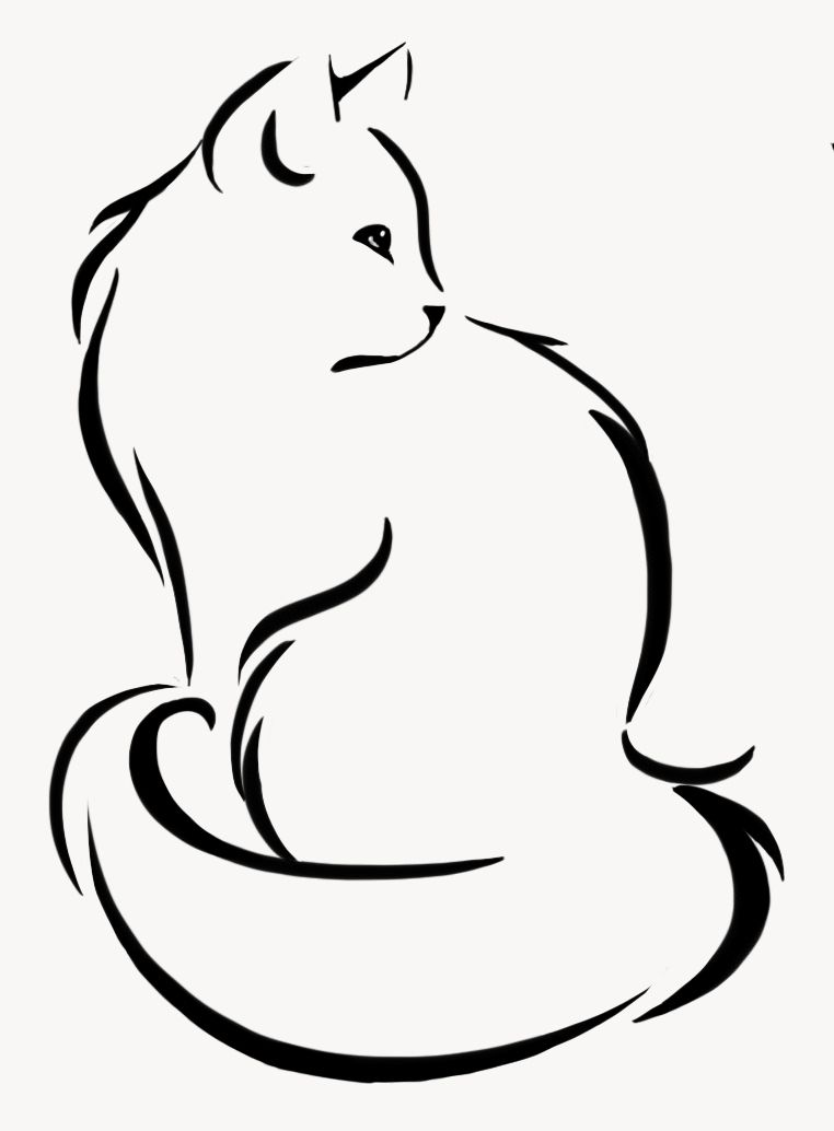 Simple Cat Line Drawing Free download on ClipArtMag