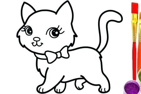 Simple Cat Line Drawing | Free download on ClipArtMag