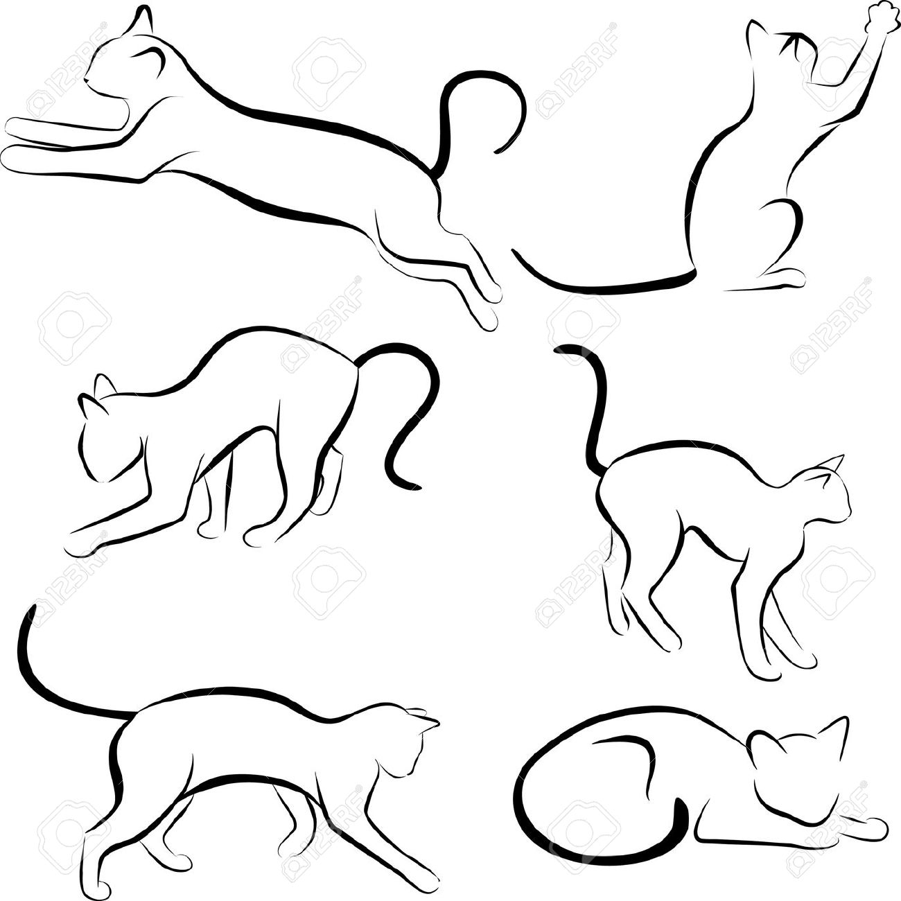 Simple Cat Line Drawing | Free download on ClipArtMag