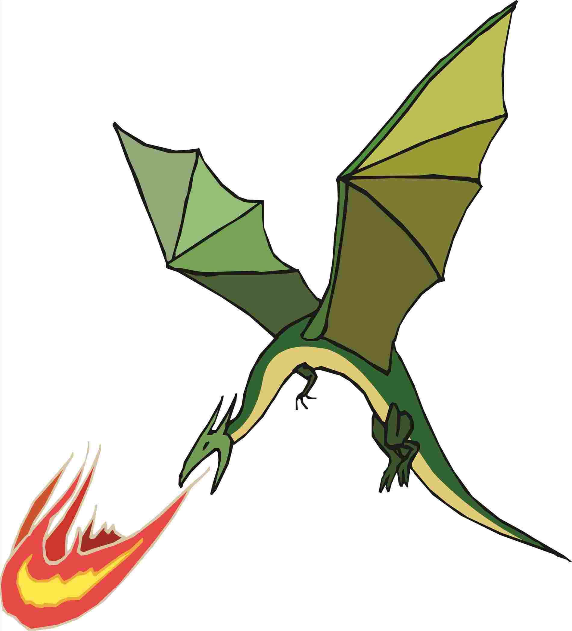 Simple Fire Breathing Dragon Drawing Free download on ClipArtMag