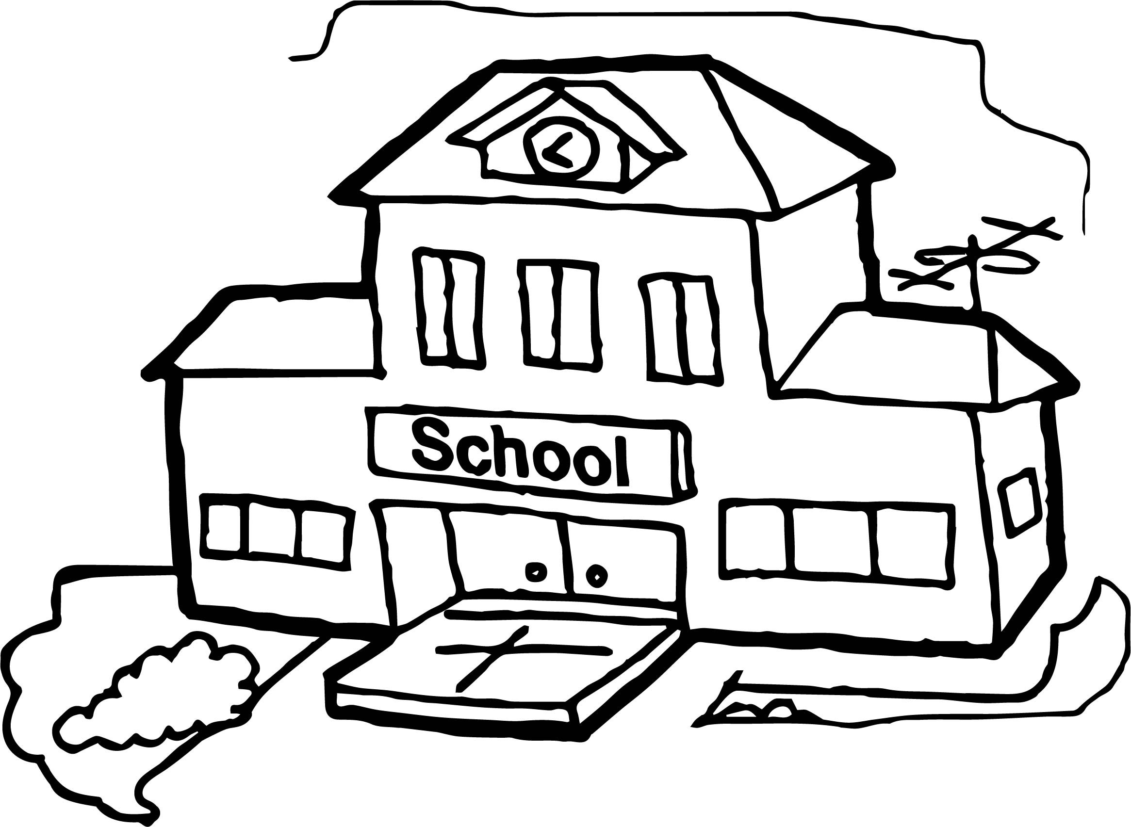 school building coloring page