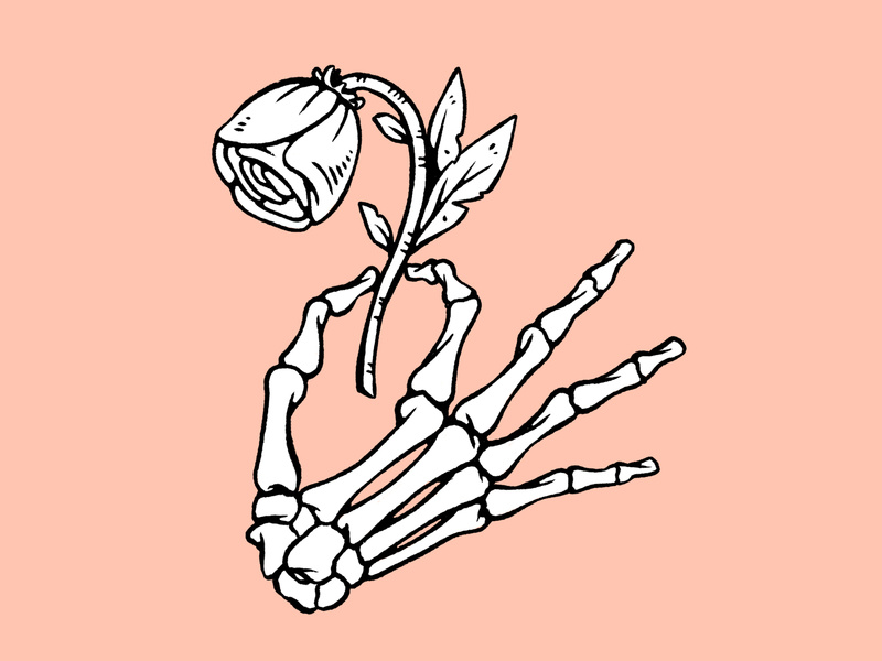 Skeleton Hand Holding Heart Drawing