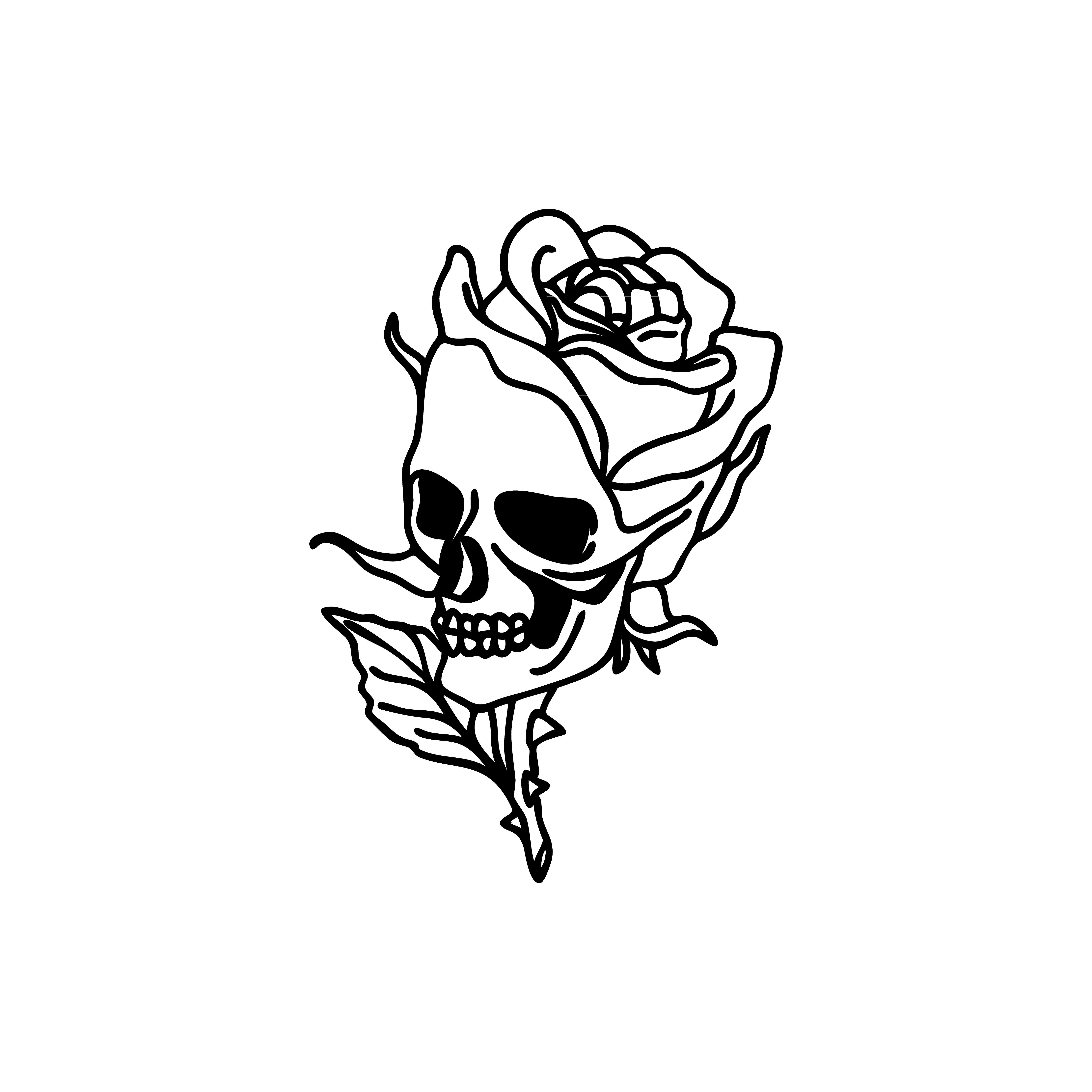 Skull And Rose Drawing Free download on ClipArtMag